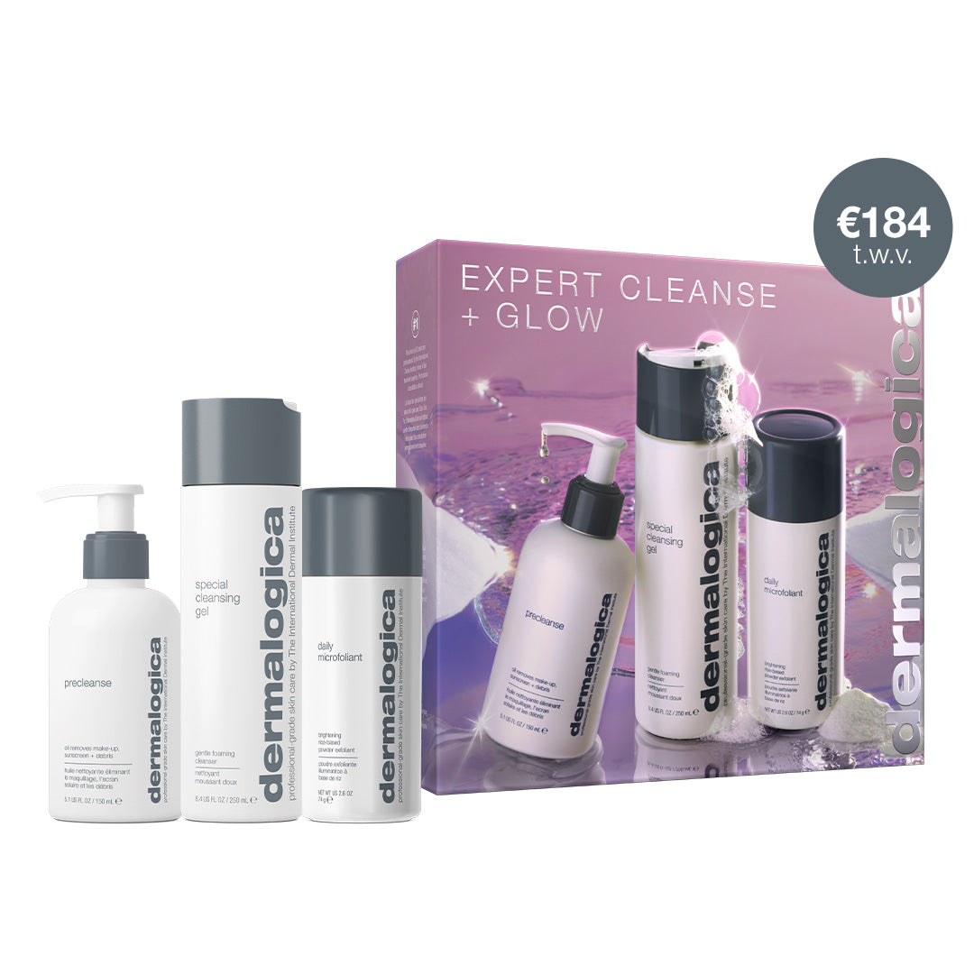 expert cleanse + glow giftset met PreCleanse, Special Cleansing Gel en Daily Microfoliant